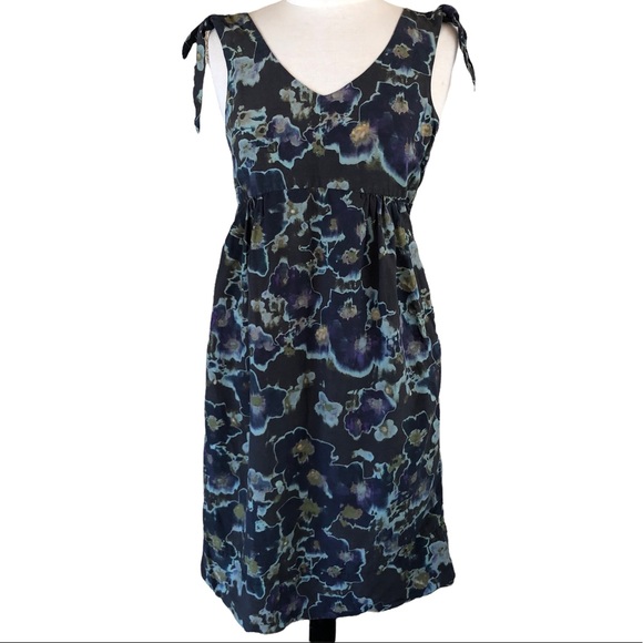 Creatures of Comfort Tie Strap Water Color Floral Dress With Pockets - Picture 2 of 13